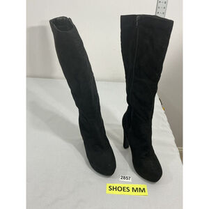 Womans MVE 7.5 Black Faux Suede Knee Length Full Zip Platform Heel Boots